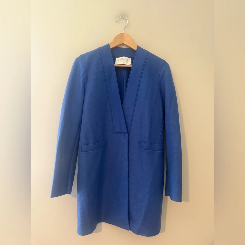Harris‎ Wharf London Coat Womens 42 IT Virgin Wool Blue Italy Single Breasted